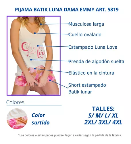 Pijama Dama Talles Especiales Batik Emmy 5819