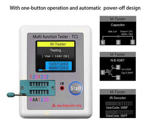 Probador De Transistores Tft Multifuncional Lcr Tc1 De 1.8 P