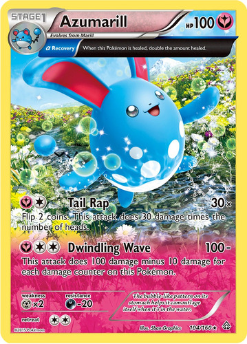 Pokemon Azumarill 104/160 Full Art Reverse Xy Primal Clash 