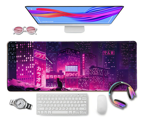 Alfombrilla De Ratón Japonesa Para Juegos, Anime Morado, Bon