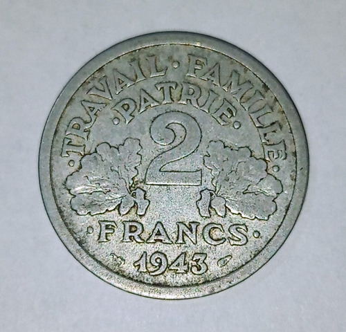Moneda De Francia 2 Francos 1943 2 Guerra Mundial Vf.+ (Usado)