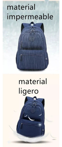 Mochila De Nylon Impermeable Portátil Tegaote Color Negro