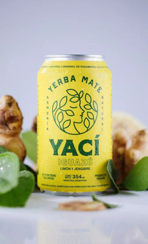Gaseosa Yací Iguazú Yerba Mate, Limón Y Jengibre X 354 Ml