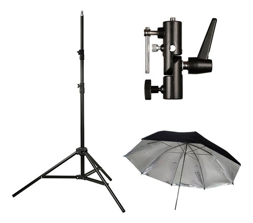 Kit Foto Estudian Basico Tripode+paragua Negro/plata+rotula