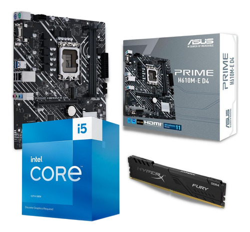 Kit Intel 13ª Geração I5 13400f + Asus H610 + 16gb Ddr4