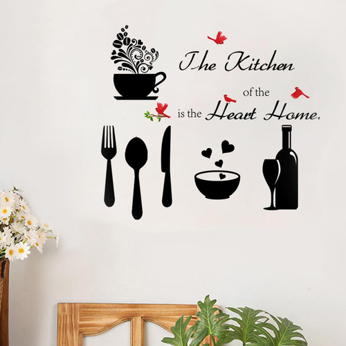 2 Hojas De Pegatinas De Pared, Vajilla, Taza, Botella, Pvc,