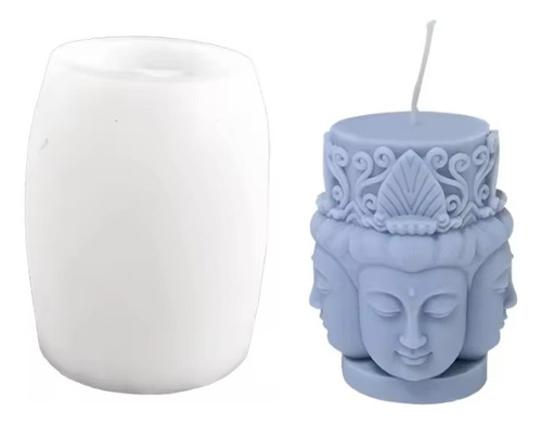 Molde De Silicona Para Velas/yeso/resina Buda Cuatro Caras