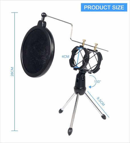 Soporte Tripode Microfono De Mesa Con Antipop Soporte Elefir