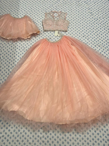 Vestido 15 Años Fiesta 3 Piezas Bordado Rosa Coral