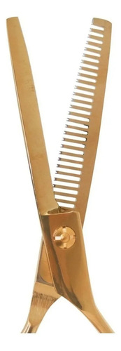 Kit Tijera Filo Navaja + Pulir Barber Peluqueria 6 Dorado Cs