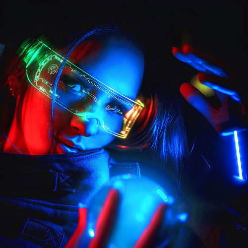 Óculos Cyberpunk Led Coloridos 7 Cores Para Bar De Festa