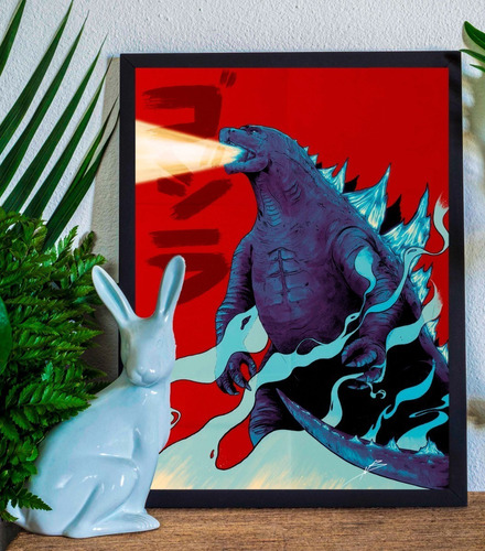 Cuadro Marco Negro Poster 33x48cm Godzilla Ilustracion Anime