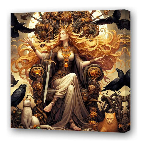 Cuadro 60x60cm Freyja Amor Y Guerra Diosa Mitologica M1