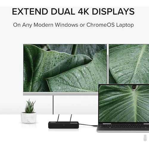 Plugable Adaptador De Monitor Dual Displayport Y Hdmi 4k (Usado)