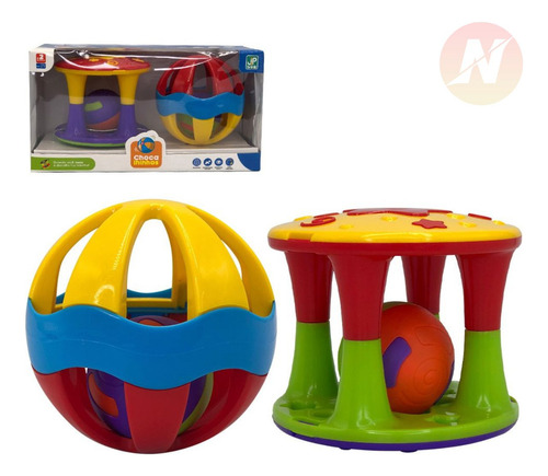 Conjunto Torre E Bola Chocalho Brinquedo Infantil