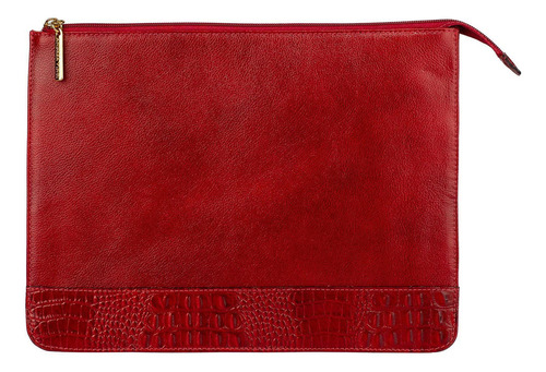 Pasta Envelope De Couro A4 Feminina Bruna Cor Vermelho