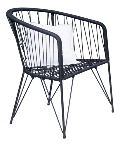 Silla Gervasoni Sillon Yute Para Jardin Exterior Tejida Roma Estructura De La Silla Negro