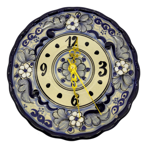 Reloj Redondo De Talavera Artesanal 20cm, Incluye Maquinaria