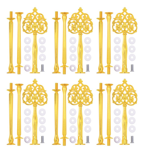 Accesorios Soporte Base Tortas 3 Niveles 38 Cm Pack 6 Dorado