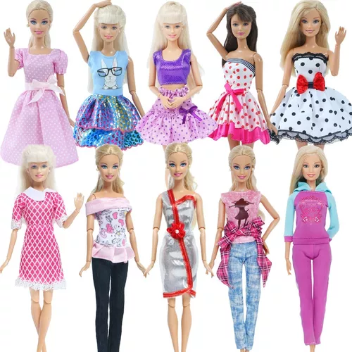 Kit Lote Com 3 Conjuntos De Roupas Para Bonecas Barbie