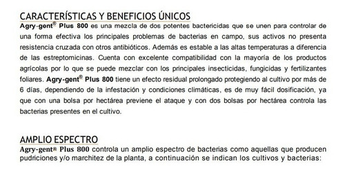Agry Gent Plus 800 Bactericida Polvo Humectable