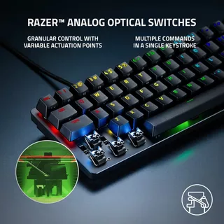 RAZER HUNTSMAN MINI ANALOG TECLADO OPTOMECÁNICO 60% RGB IDIOMA INGLÉS US COLOR DEL TECLADO NEGRO