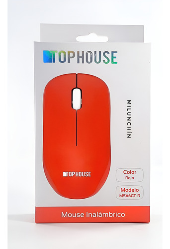 Mouse Inalambrico Optico 8mts 2.4ghz 1200dpi Top House Color Rojo