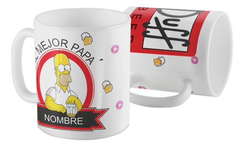 Taza Ceramica Homero Simpsons Con Nombre  Dia Del Padre