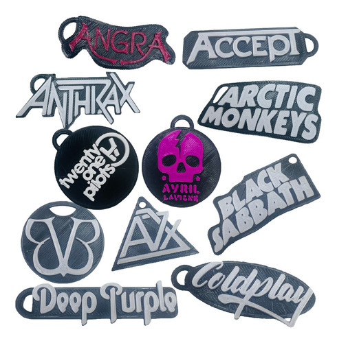 Llaveros Bandas Rock, Metal Y Mas. Impresos En 3d X 30 Unid.
