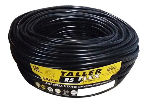 Cable Tipo Taller 3x1,5 Mm Rollo X 20m Cubierta Negro
