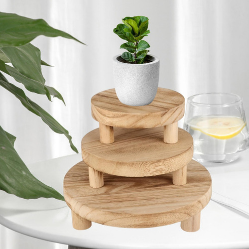 3 Piezas Pedestal De Madera Redonda Pedestal Pastel De