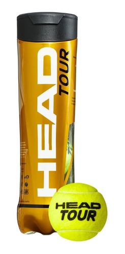 Pelotas Tenis Head Atp Gold Tubo X 4 Pelotitas Padel Tennis Profesional Cancha Cemento Rapida