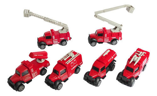 Kit 6 Caminhão De Bombeiros Alloy Metal 1:48 Fire Rescue