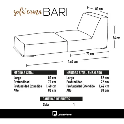 Sofá Cama Bari Tela Velvet - Latam Home