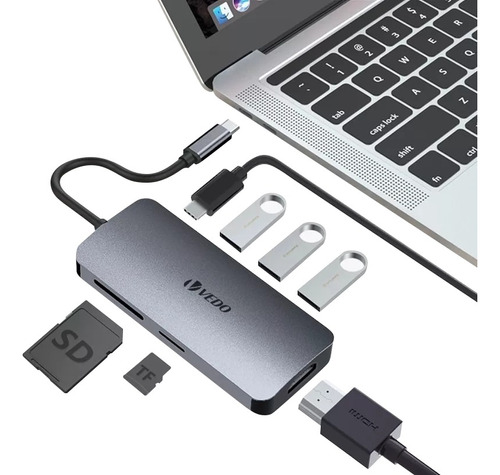 Hub Usb Hdmi Type-c Usb-c 7 Portas Usb 3.0 5 Gbps Adaptador 