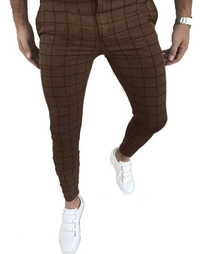 Pantalón Ajustado Casual A Cuadros For Hombre