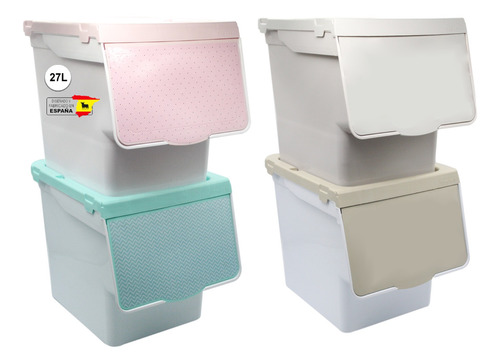 2 Caja Contenedor Apilable Multiusos Hecho En España 27l