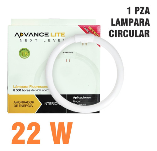 Foco Lampara Luminaria Circular Tubo T5 22w Fluorescente