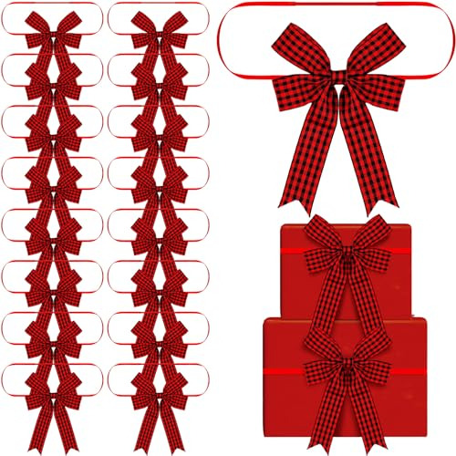 36 Pcs Christmas Stretch Loops With Bows Elastic Gift B...