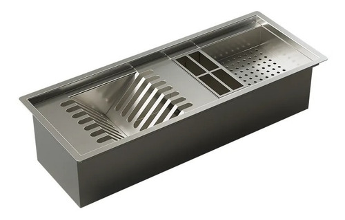 Calha Inox 55cm Úmida Para Pratos Talheres Copos - Ludrio Cor Prateado
