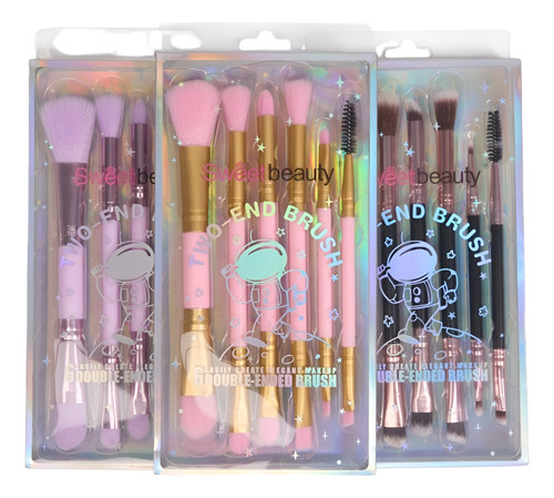 Set De Brochas Doble Para Maquillaje X6 Mely Negro