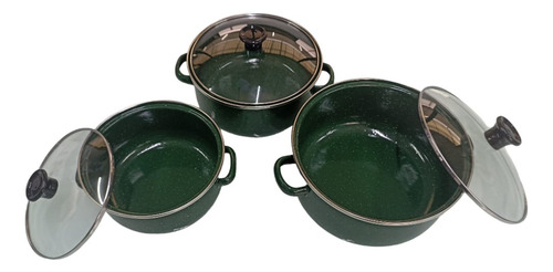 Juego De Ollas Con Tapa De Peltre 6 Pz International Verde