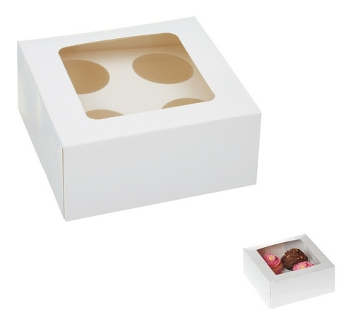 Pack 2 Cajas Con Visor Cajas Para Dulces Caja Para Cupcake