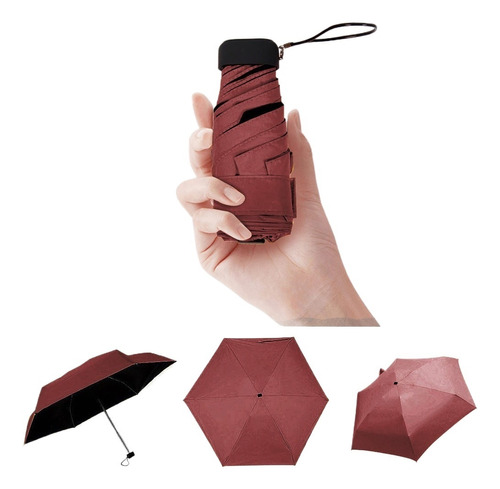 Mini Paraguas Compacto De Bolsillo For Mujer, Plano Y Li [u]
