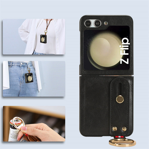 Funda Para Samsung Galaxy Z Flip 5 4 3 Pulsera Piel Pegada