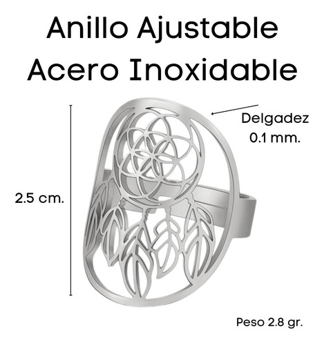 Anillo Atrapasueños Protección Para Hombres Ajustable Acero