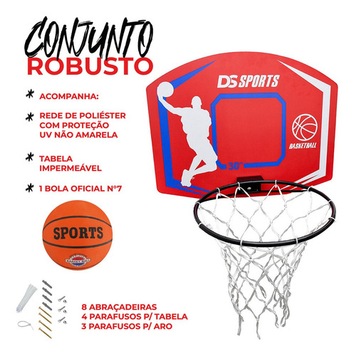 Tabela Cesta Para Basquete Com Aro Reforçado E Bola