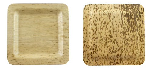 Cuadrado Hoja Bambú Caja 100 Platos Biodegradables Naturalme