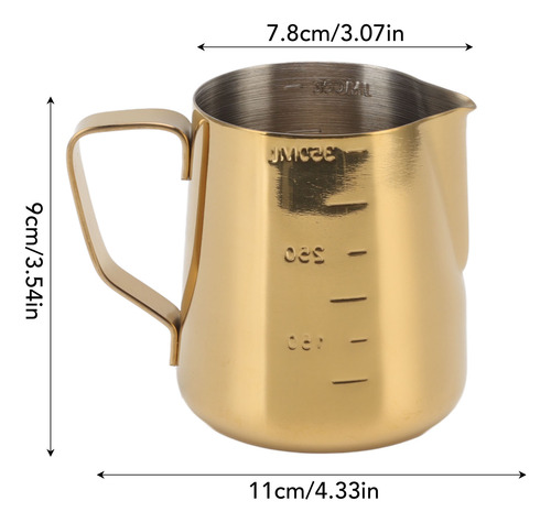 Jarra Espumadora De Leche Golden De 350 Ml, Doble Escala, Ac