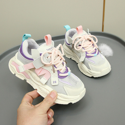 Zapatillas Niños Malla Simple Color Blocking Casual Running